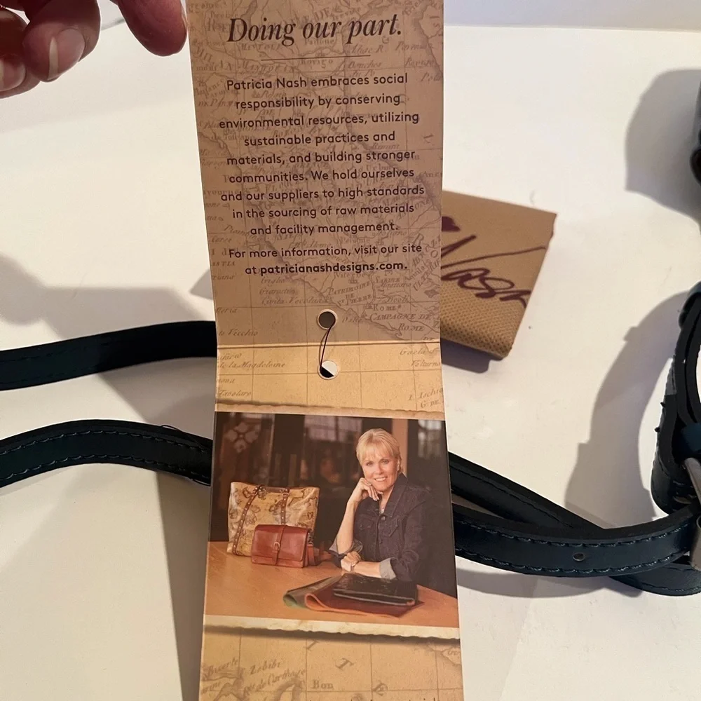 NWT Patricia Nash Leather Rocca Saddle Blue Coral Crossbody Bag - Picture 11 of 13